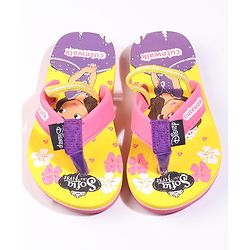 Cute Walk by Babyhug Flip Flops With Back Strap Sofia The First Print - Yellow