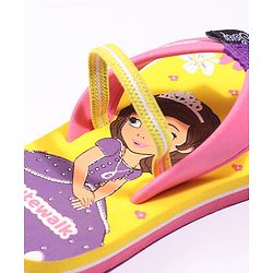 Cute Walk by Babyhug Flip Flops With Back Strap Sofia The First Print - Yellow