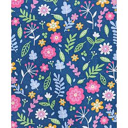 Babyhug Cotton Knit Full Sleeves Hooded Sweat Jacket Floral Print - Blue