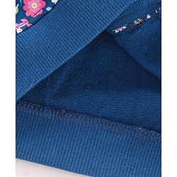 Babyhug Cotton Knit Full Sleeves Hooded Sweat Jacket Floral Print - Blue