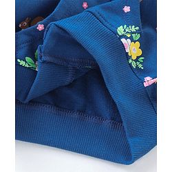 Babyhug Cotton Knit Full Sleeves Hooded Jacket Floral Print - Blue