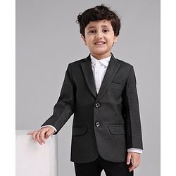 Babyhug Full Sleeves Party Wear Woven Blazer Solid- Black