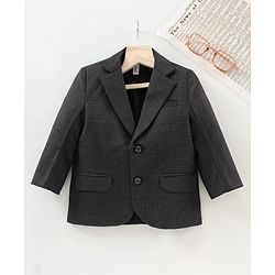 Babyhug Full Sleeves Party Wear Woven Blazer Solid- Black
