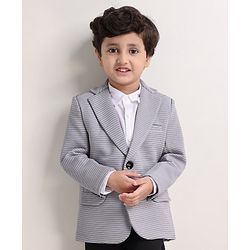 Babyhug Party Wear Full Sleeves Striped Blazer - Grey