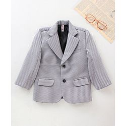 Babyhug Party Wear Full Sleeves Striped Blazer - Grey