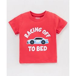 Babyhug Half Sleeves Printed T-Shirt & Pyjama Set - Red