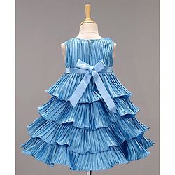Babyhug Woven Sleeveless Ruffled Party Frock Corsage - Blue