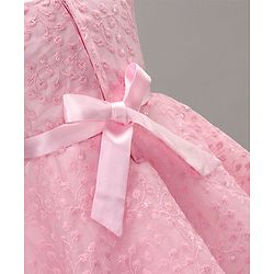 Babyhug Woven Sleeveless Asymmetrical Party Frock Floral Embroidered - Pink