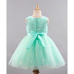 Babyhug Sleeveless Party Wear Sequinned Frock - Green