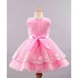 Babyhug Sleeveless Party Wear Sequinned Frock - Pink