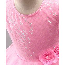 Babyhug Sleeveless Party Wear Sequinned Frock - Pink