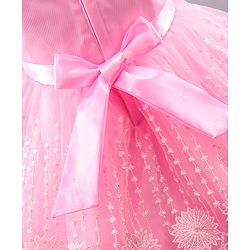 Babyhug Sleeveless Party Wear Sequinned Frock - Pink