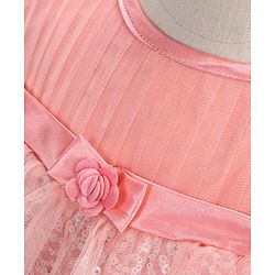 Babyhug Flutter Sleeves Party Wear Sequined Frock - Peach