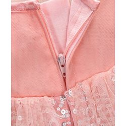 Babyhug Flutter Sleeves Party Wear Sequined Frock - Peach