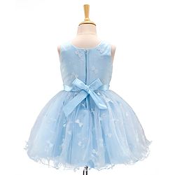 Babyhug Sleeveless Sequin Party Frock With Bow - Frozen Blue