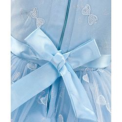 Babyhug Sleeveless Sequin Party Frock With Bow - Frozen Blue