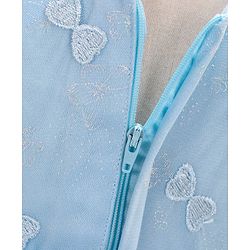 Babyhug Sleeveless Sequin Party Frock With Bow - Frozen Blue