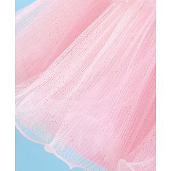 Babyhug Sleeveless Sequinned Party Wear Layered Frock Bow Applique- Pink