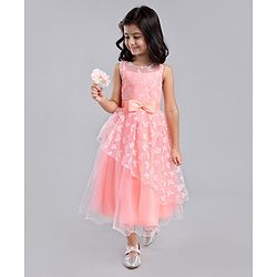 Babyhug Sleeveless Party Wear Shimmered Frock - Peach