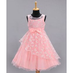 Babyhug Sleeveless Party Wear Shimmered Frock - Peach