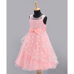 Babyhug Sleeveless Party Wear Shimmered Frock - Peach