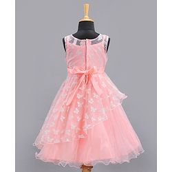 Babyhug Sleeveless Party Wear Shimmered Frock - Peach