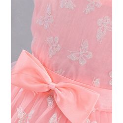 Babyhug Sleeveless Party Wear Shimmered Frock - Peach