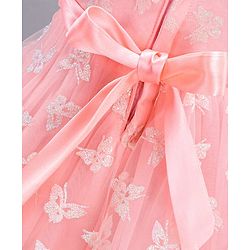 Babyhug Sleeveless Party Wear Shimmered Frock - Peach