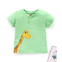 Babyhug Half Sleeves T-Shirt Giraffe Print - Green