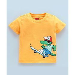 Babyhug Cotton Half Sleeves T-Shirts Wild Animal Print Pack of 5 - Blue & Orange