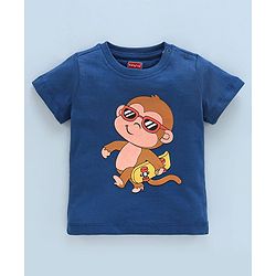 Babyhug Cotton Half Sleeves T-Shirts Wild Animal Print Pack of 5 - Blue & Orange