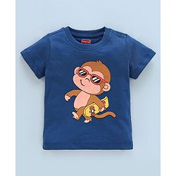 Babyhug Cotton Half Sleeves T-Shirts Wild Animal Print Pack of 5 - Blue & Orange