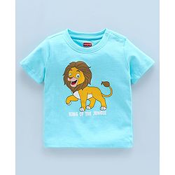 Babyhug Cotton Half Sleeves T-Shirts Wild Animal Print Pack of 5 - Blue & Orange