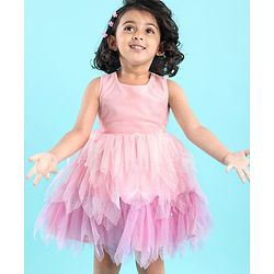 Babyhug Sleeveless Knee Length Party Wear Frock - Pink