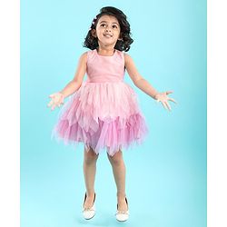 Babyhug Sleeveless Knee Length Party Wear Frock - Pink