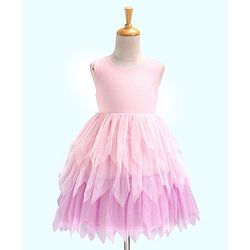 Babyhug Sleeveless Knee Length Party Wear Frock - Pink