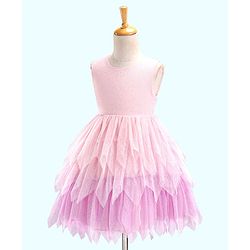 Babyhug Sleeveless Knee Length Party Wear Frock - Pink