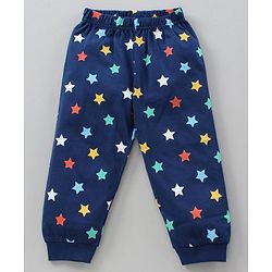 Babyhug Cotton Half Sleeves Night Suit Text & Stars Print- White & Blue