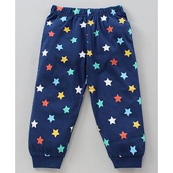 Babyhug Cotton Half Sleeves Night Suit Text & Stars Print- White & Blue