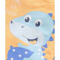 Babyhug Cotton Half Sleeves Shorts Set Dino Print - Orange Blue