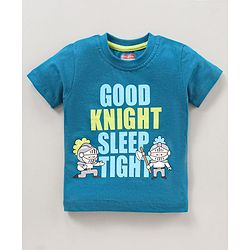Babyhug Cotton Half Sleeves Shorts Set Placement Print - Blue Green