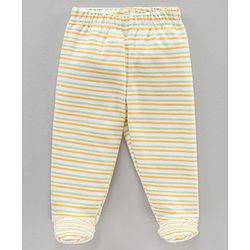 Babyhug Cotton Knit Full Length Animal Printed & Striped Bootie Pant Pack Of 3 - Multicolour