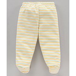 Babyhug Cotton Knit Full Length Animal Printed & Striped Bootie Pant Pack Of 3 - Multicolour