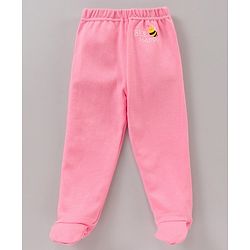 Babyhug Cotton Full Length Booties Leggings Printed Pack of 3 - Pink Yellow & White