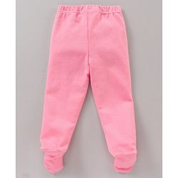 Babyhug Cotton Full Length Booties Leggings Printed Pack of 3 - Pink Yellow & White
