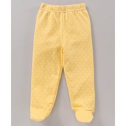 Babyhug Cotton Full Length Booties Leggings Printed Pack of 3 - Pink Yellow & White
