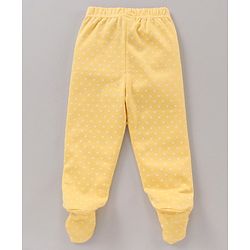 Babyhug Cotton Full Length Booties Leggings Printed Pack of 3 - Pink Yellow & White