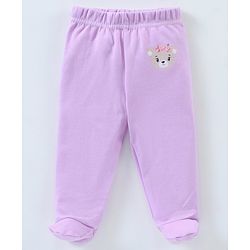 Babyhug Bootie Leggings Floral & Bear Print Pack of 3 - Pink & Purple