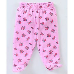 Babyhug Bootie Leggings Floral & Bear Print Pack of 3 - Pink & Purple