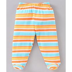 Babyhug Cotton Knit Striped & Bear Printed Bootie Leggings Pack of 3 - Multicolour